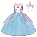 TTYAOVO Filles Licorne Fantaisie Princesse Robe Enfants Fleur Pageant Robe De Soirée sans Manches À Volants Robes,Étoile-bleu,3-4 Ans (Étiquette 110)