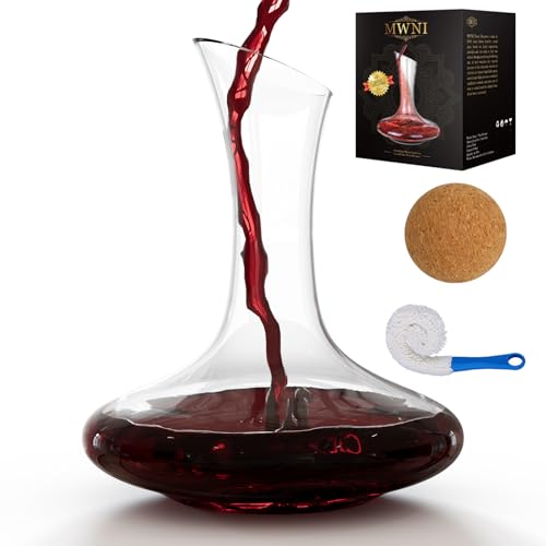 MWNI Wine Decanters, Crystal Glass Red Wine Decanter Set With Stopper and Brush,Used Aerator,Glass Carafe Accessories,Gifts(1800ml)