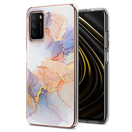 Galaxie Marbre Blanc Belle Coque pour Redmi 9 Power/9T Robuste Femmes Étui Mince Lisse Hard Léger-Luxe Phnom Penh Antichoc TPU Dur Pare-Chocs latéral Clair élégant Fille Housse Protection Cover