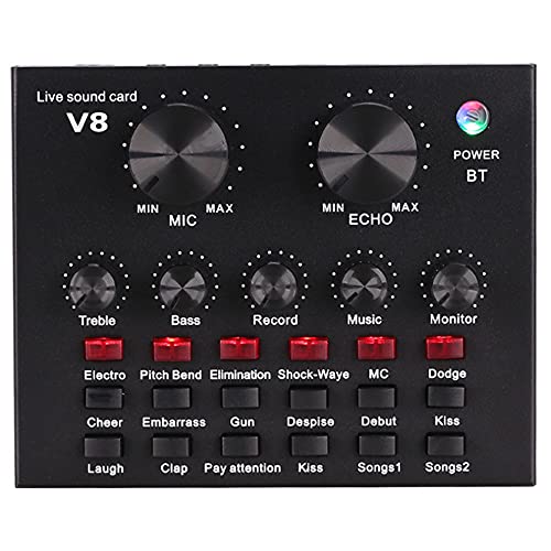 Arabest V8 Sound Card for Live Streaming Voice Changer Live Sound Card with Effects Bluetooth Audio Mixer for Music Recording Karaoke Singing Podcast for Cell Phone iPhone PC Type C 1200mAh