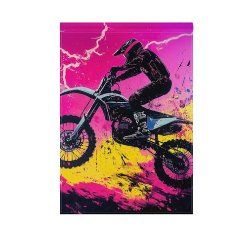 Banderas de motocross para jardín y patio con rayos para decoración de patio, 28 x 40 pulgadas, doble cara
