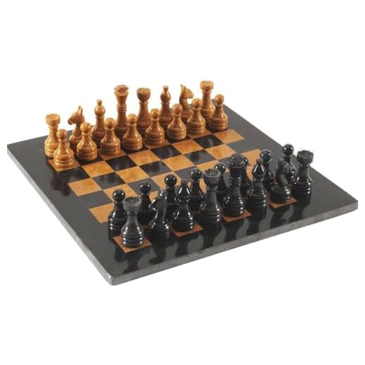 Original Handmade Marble Chess Set by RADICALn - 15" Black and Golden Hand Crafted Full Chess Board Game Sets Premium Quality