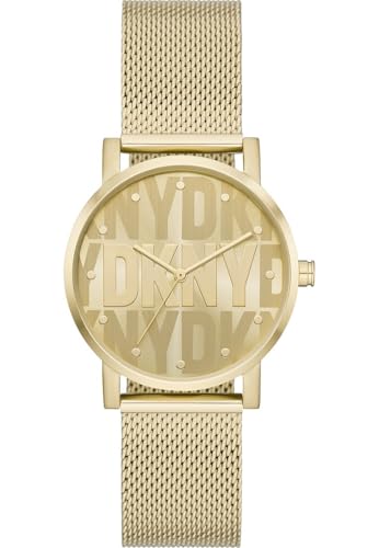 DKNY Damen Analog Quarz Uhr mit Edelstahl Armband NY6692, Gold