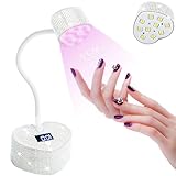UV Nail Lamp,30W Rechargeable Gel Lamp Mini Cordless UV Light with 2 Timers & Auto Sensor,LED Fast Curing Goosenecks Gel Nail Polish Lamp for Home DIY Manicure (Silver Diamond)