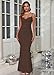 Aigeman Women Spaghetti Straps Mermaid Evening Gown Wedding Guest Dress Drape Neck Lace Backless Formal Maxi Dress 21(Medium,Coffee)