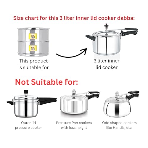 Image of Rakesh Gold Stainless Steel Cooker Container /Cooker Separator for 3-liter inner lid cookers | Stackable, Food Grade, Rust-Free, Easy to Clean