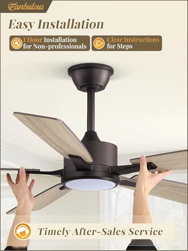 Image of Fanbulous 52 Inch Ceiling Fans with Lights and Remote, Stepless Color Temperature Change & Dimmable 20W LED Ceiling Fan, 6 Speeds Reversible Quiet DC Motor for Bedroom, Living Room, Oil Bronze