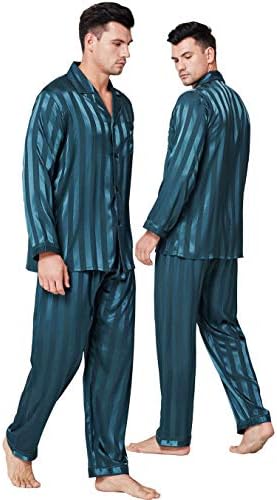 LONXU Mens Silk Satin Pajamas Set