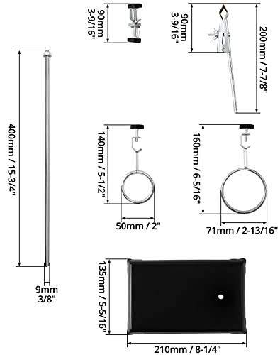 QWORK Laboratory Stand Set, 4 Sets Steel Support Rods with Iron Base, 16" L with Burette Clamp and Flask Ring Clamps, Stable Setup for Heating, Filtration & Holding Equipment by QWORK - Used condition - Image 12