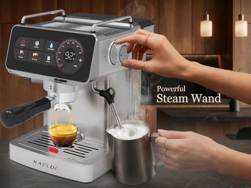 Image of Espresso Coffee Machine | 20 Bar High Pressure | Adjustable Brewing Time and Temperature | Cold Espresso Option | Steam Wand for Cappuccino and Latte | Overheating and Overpressure Protection