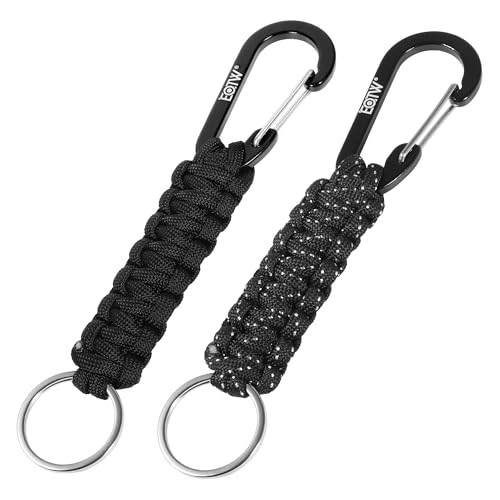 EOTW Paracord Keychain for Men Women Paracord Carabiner Backpack Keychain with Aluminum Clip for Camping Hiking Outdoor Gear Black+Black White
