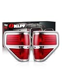 OKLPF Rear Brake Tail Lights Compatible With 2009 2010 2011 2012 2013 2014 Ford F150 F-150,Replace Silver Taillights Assembly Red Chrome Tail Lights,Not Included Bulbs,Driver and Passenger Side
