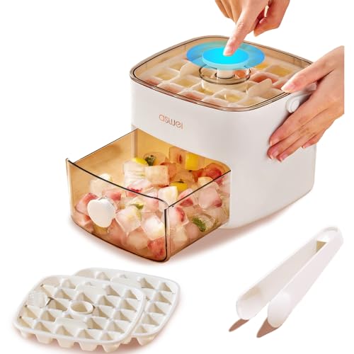 Eiswürfelform, essbare Silikon-Eiswürfelmaschine mit Deckel, Eisbehälter, leicht zu lösen, Eiswürfelformen, 24 x 2 Stück...