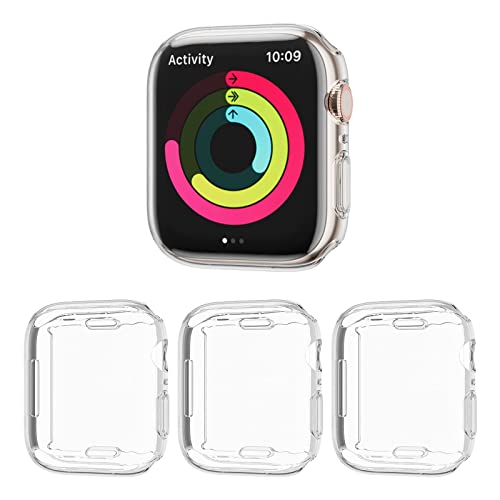 Anzela 3er Pack Apple Watch 7 Schutzhülle für Series 7 45MM Apple Watch 7 Hülle 45mm Apple Watch 7 Case Mit Displayschutz TPU Plattiert Allround Kratzfeste Apple Watch Zubehör für Apple Watch 7 Schutz Cover