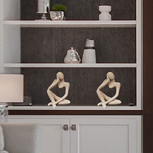 Thinker Statues Resin Abstract Sculpture The Thinker Style Collectible Art Figurines Home Office Bookshelf Desktop Decoration (Stripe - Left) #TOP3