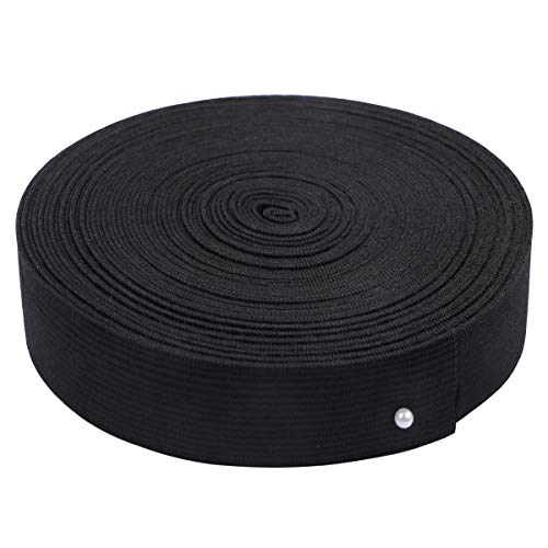 Elastische Strickspule, 2,5 cm breit, schwarz, schwer, elastisch, für Taillenbänder, Handwerk, 9,1 m