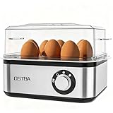 OSTBA 500W Egg Cooker with Buzzer, 8-Egg Capacity Electric Egg Steamer with Timer and Auto Shut-Off, Stainless Steel Hard Boiled Egg Maker with Poaching Bowl