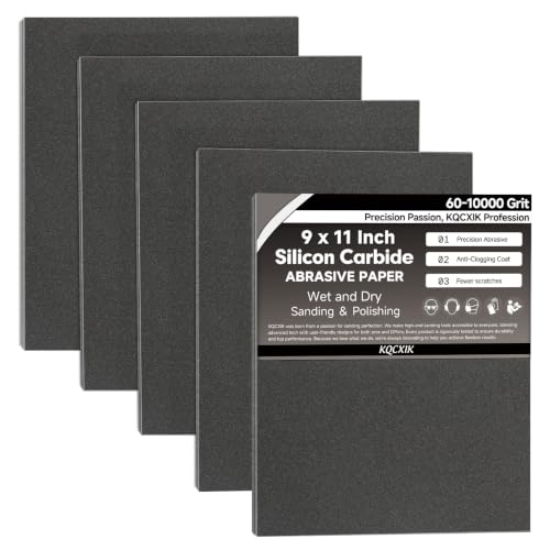 KQCXIK 12-Sheet Premium 400 Grit Wet Dry Sandpaper 9 x 11 Inch