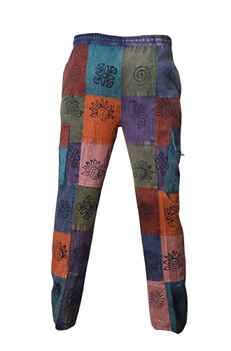 Mens Light Weight Hippie Patchwork Pants3