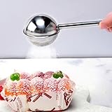 Flour Sifter βBakerβs Dusting Wand for Sugar 304 Stainless Steel Spring-Operated Sifte-r Tool, One-Handed Flour Duster for Baking, Powdered Sugar Shaker & Kitchen Sifter(COLOR:white)