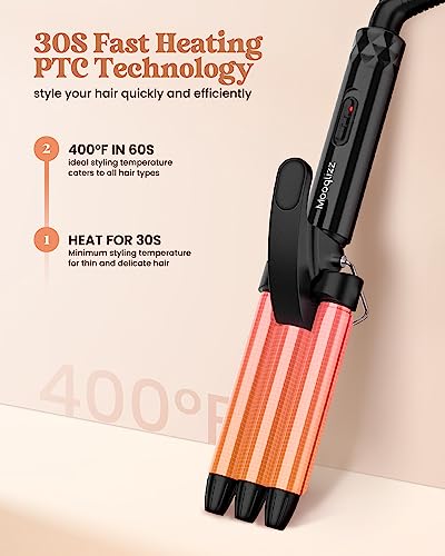 image for Mooqlizz Mini Hair Crimper, 1/2 Inch Beach Waves for Short Hair, Small