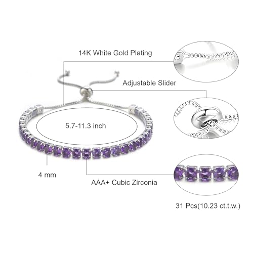 Siliver Tennis Bracelets for Women Cubic Zirconia Tennis Bracelets Birthstone Bracelet Jewelry Birthday Valentine Mother's Day Gift for Women Mom Wife Her2