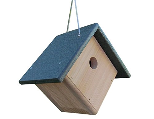 JCs Wildlife Cedar & Poly Wren, Chickadee, Warbler Birdhouse (Green)