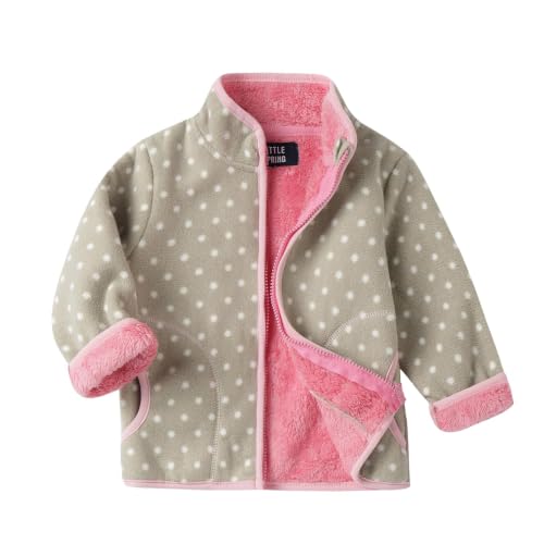 Image of LittleSpring Boys Girls Polar Fleece Jackets Fur Lined Zip Up Warm Winter Coat