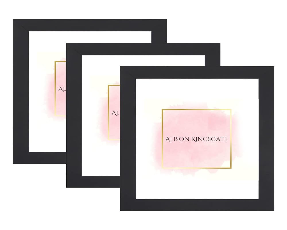 Alison Kingsgate 33X33IN Matte Black Modern Photo Frames Pack of 3 - Engineered Wood Picture Frame with Perspex Front - Ideal for Certificates - Wall Mount or Tabletop - Multiple Sizes & Colors — image 1