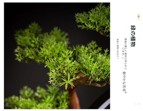 Gebyui 新中国禅仏風装飾｜LED ライト付きリアル風人工室内植物鉢植え - 玄関・リビング・オフィス向けクリエイティブ装飾でギフトにも最適 (青磁仏と松葉の丸提灯セット) [3]