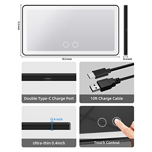 Upgrade Car Sun Visor Vanity Mirror,Big Led Car Mirror With 3 Light Modes & 80 Leds,Rechargeable Car Makeup Mirror - Dimmable Touch Control,Car Light Up Mirror Universal For Car Truck Suv #TOP5