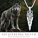 YueYuan Wolf Arrowhead Necklace 925 Sterling Silver Wolf Arrow Pendant Spearhead Protection Amulet Animal Jewelry Gifts for Men Husband Father Son