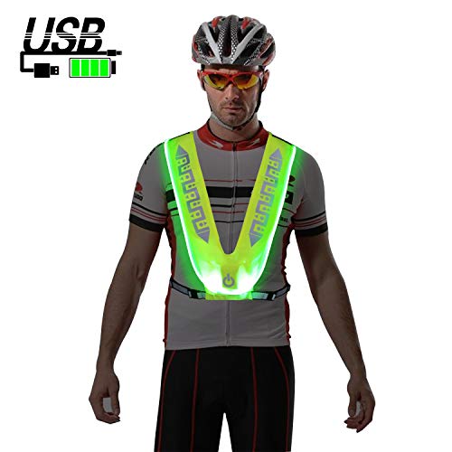 MORLIGHT LED Reflective Vest Adjustable Rechargeable High Visibility Safety Vest Gear for Night