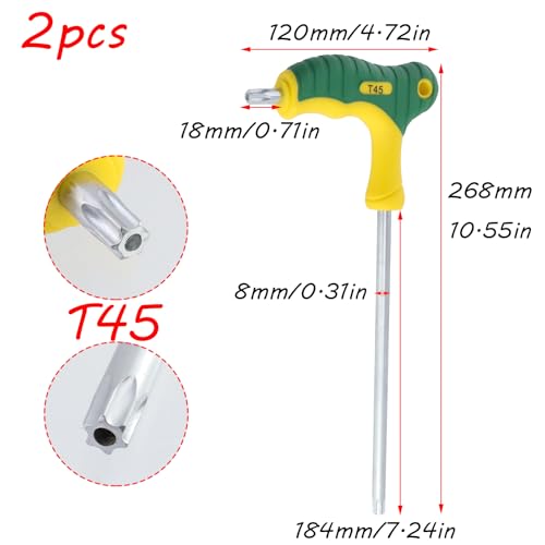 Image of Antrader T45 Torx Wrench,Anti Tamper Proof Hex Key,Chrome Vanadium Steel T-Handle Dual End Long Arm Screwdriver 2pcs,Two-tone