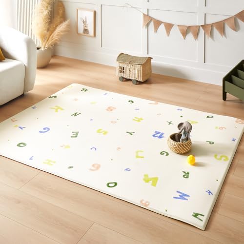 Image of Tiny Land Baby Crawling Mat Reversible Baby Play Mat 78" X 55" Waterproof Non-Slip Larger Playmat Odorless Foam Floor Mat for Infants,Toddlers (Alphabet)