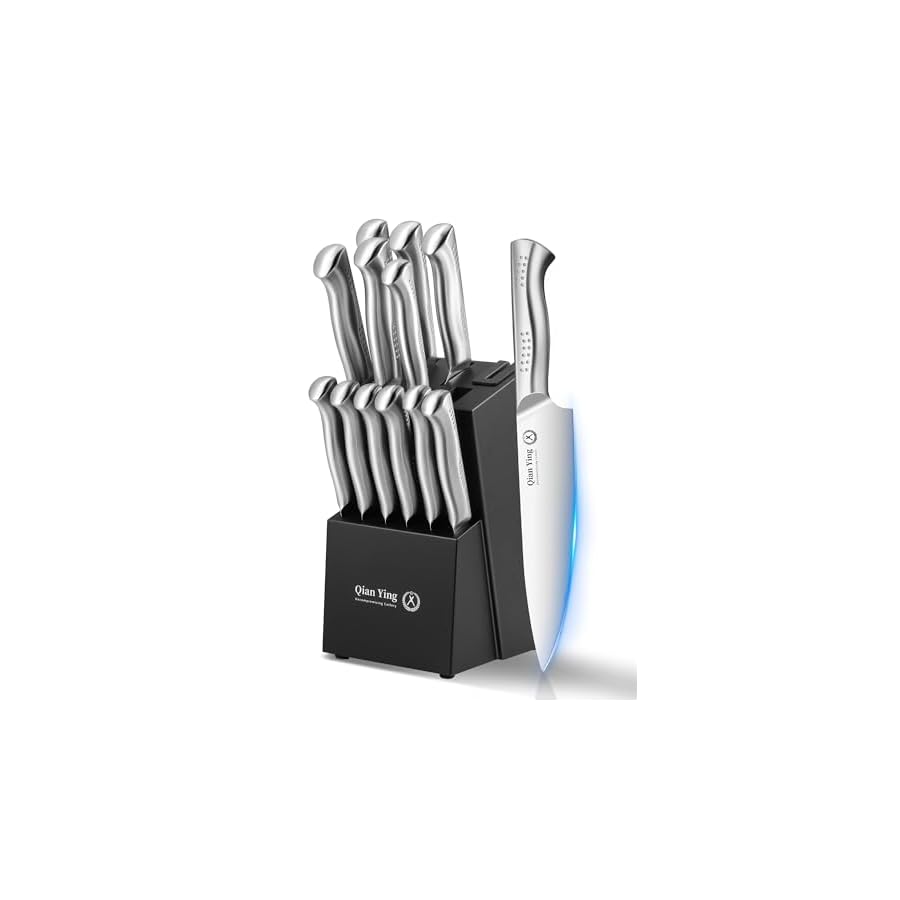Stainless-Steel-Knife-Set-Kitchen-Knives-Sets-with-Block-14-Pieces-Quality-High-Carbon-Steel-Cutlery-Knife-Block-Set-with-Sharpener Stainless Steel Knife Set: Kitchen Knives Sets with Block - 14 Pieces Quality High Carbon Steel Cutlery Knife Block Set with Sharpener