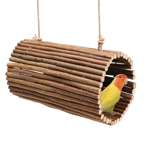 Bird Parrot Swing Toys, Hanging Bird Perch Stand, Natural Willow Wood Parrot Hammock, Bird Cage Accessories, Suitable for Little Bird Parakeets Cockatiels Lovebirds Hamster Rat (6.3