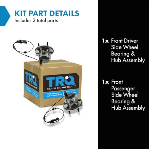 Image of TRQ Front Left and Right Wheel Bearing and Hub Assembly Set 2 Piece Compatible with 00-02 Jaguar S-Type 03-04 S-Type Base Model 05-08 2004 Vanden Plas 04-07 XJ8 07-09 XK 09-13 XF