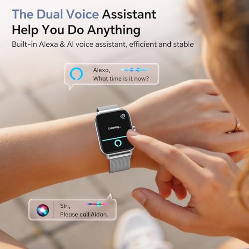 Image of Smart Watches for Women Men (2 Bands), 1.85 inch HD Alexa Smart Watch for Android Phones & iphone Compatible, 120 Sport Modes Fitness Watch, Heart Rate /SpO2 /Sleep Tracker, 3ATM Waterproof Pedometer Watch