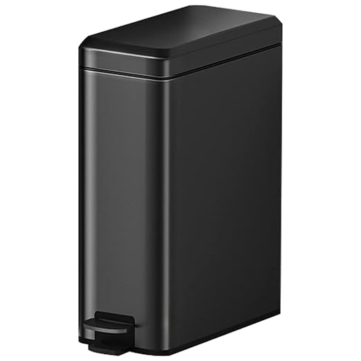 Slim Trash Can with Lid Soft Close, 10 Liter Stainless Steel Step Trash