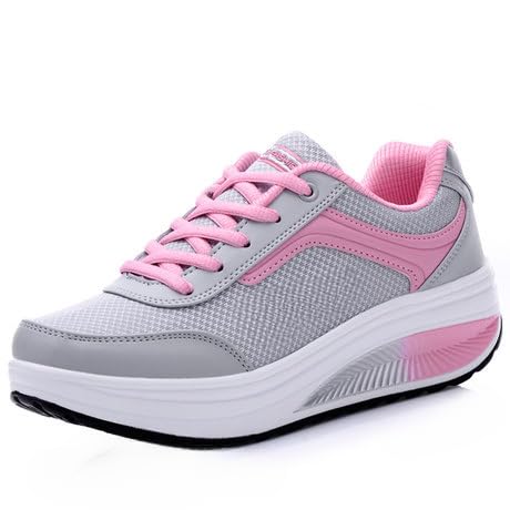 Womens lace-up Walking Shoes Arch Support Breathable Wedge Platform Sneakers Low-top Casual Light Weight Orthotic Sneakers for Plantar Fasciitis