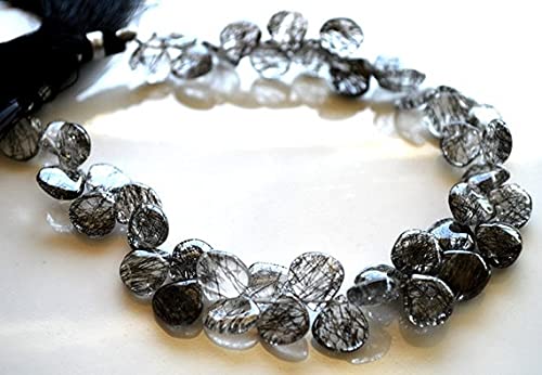 Rutilé noir de 7x10 mm en briolette pour réparer et concevoir des bijoux personnalisés