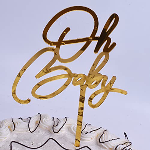 Yuinyo Oh Baby Cake Topper -Gold Acrylic-Baby Shower Cake Topper For Baby Showers And Gender Reveal Parties For Boys And Girls #TOP3