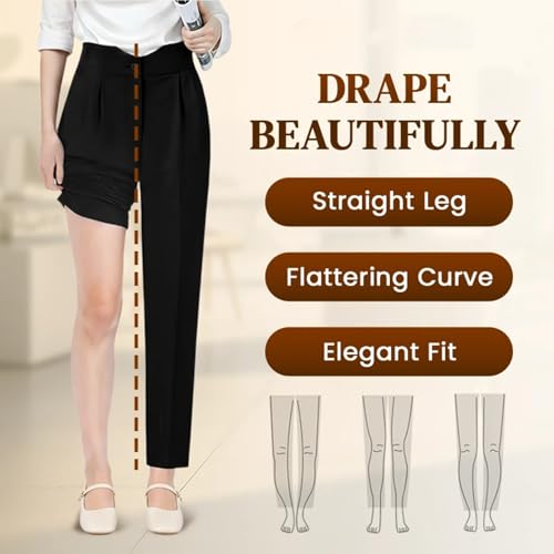 Glamlacy/Linebalm Pants Womens, LoraGrace - Women's Soft Pleated Smart Casual Pants Pulisa Womens Pant3