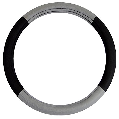 Image of FH Group Universal Fit Modernistic and Seat Belt Pads Combo Set Steering Wheel Cover Fits Most Cars, SUVs Gray