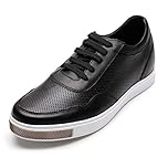 CHAMARIPA Men's Elevator Shoes Breathable Mesh Leather Sneakers - 2.36 inches Black 6.5 UK