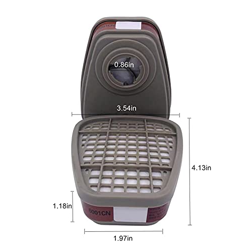 6001 Filter Cartridges For Respirator, Dust-Proof, Organic Vapor, Pollen And Chemical Cartridges, Compatible With 6200, 6800, 7502, Ff402 Respirator （2 Pack) #TOP6