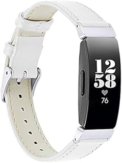 Leather Strap for Fitbit Inspire 2, TechCode Slim Genuine Leather Watch Replacement Strap