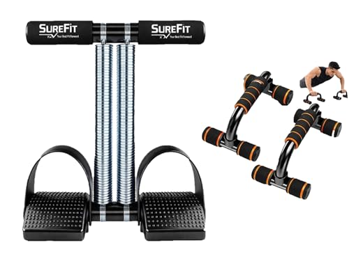 Image of SUREFIT Tummy Trimmer with Dual Spring & Push-Up Bar Combo | Full Body Home Workout Kit for Men & Women | Core, Arms, Chest & Abs Fitness Pack