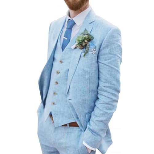 Retro Linen Men Suit Beach Wedding Suit Summer Slim Fit 3 Pieces Light Weight Linen Suit Jacket Vest Pant Prom Tuxedo4